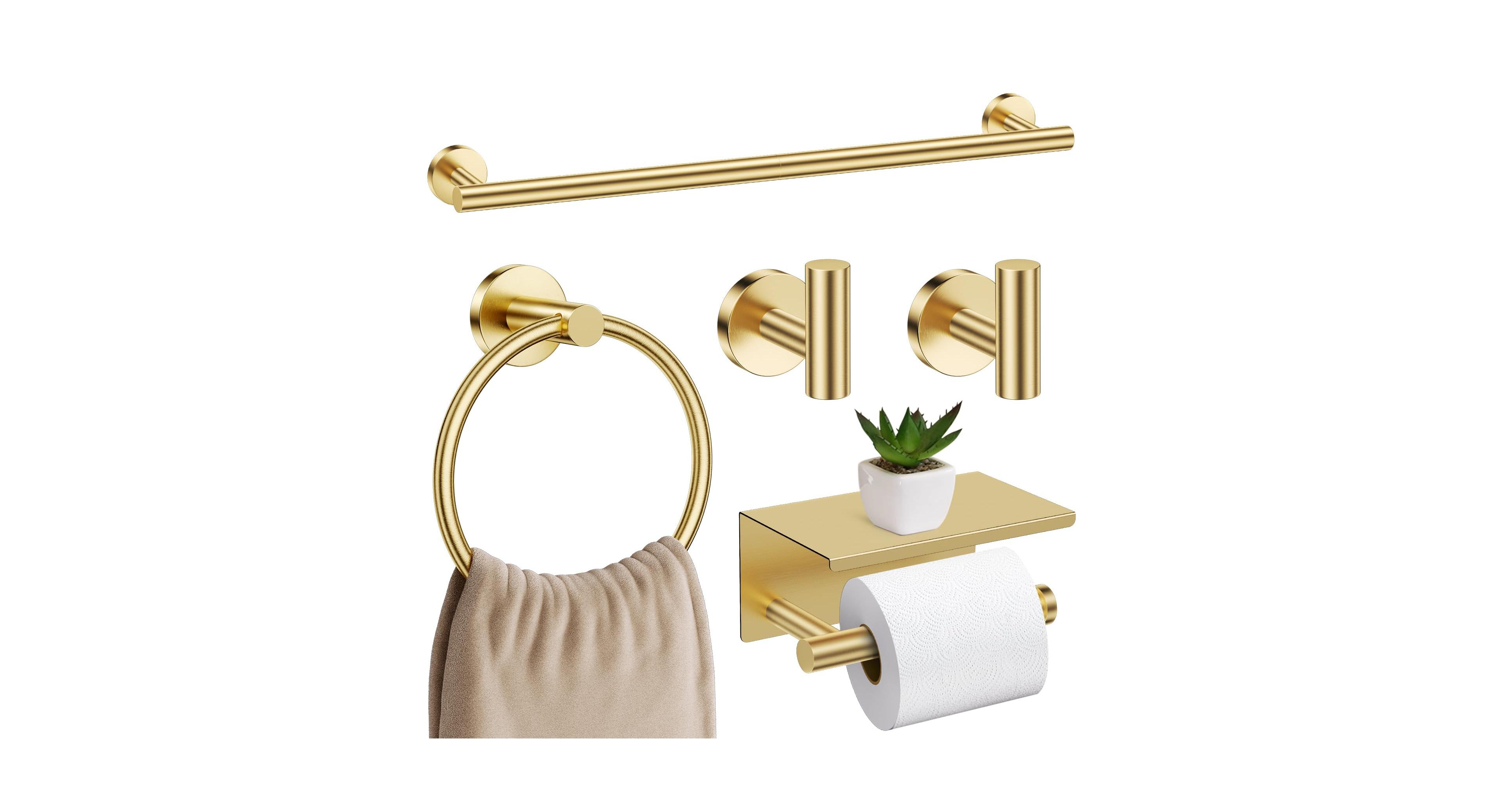 Cyqbd 5 Pieces Bathroom Hardware Set Towel Bar Toilet Paper Holder Rack
