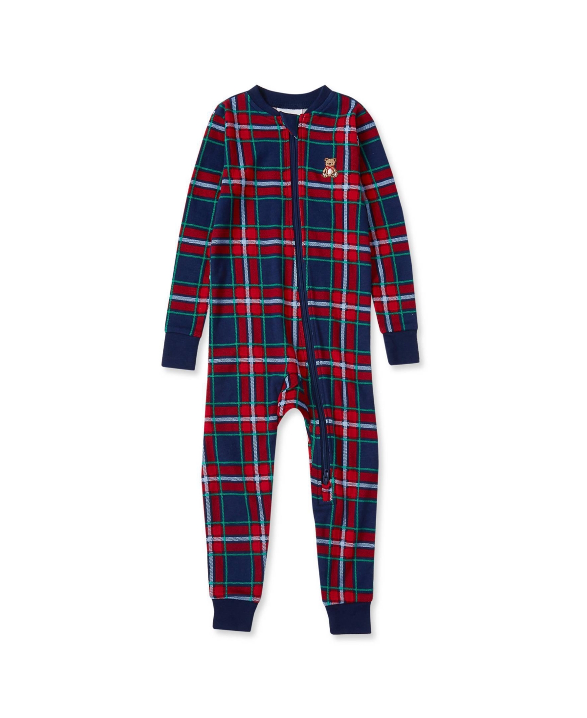 Lands' End Baby Girls Ribbed Footless Pajama - Dark blue plaid