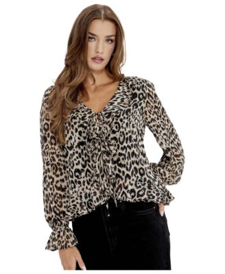 Women's Janelle Printed Chiffon Long-Sleeve Blouse