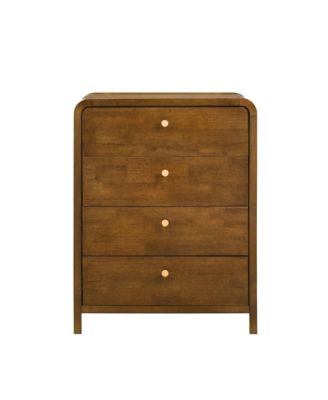 Eldren 4-Drawer Wood Chest with Solid Rubberwood Frame