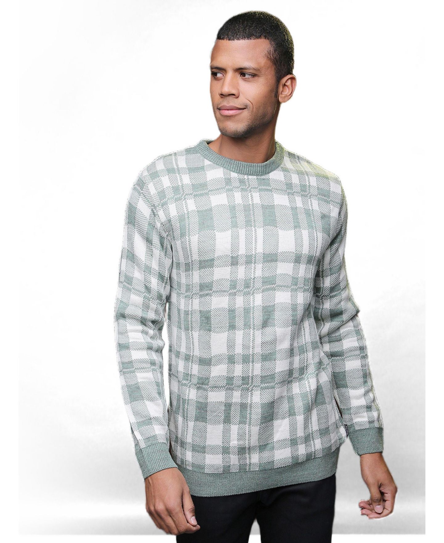 Мужские свитеры Cahoot Campus Sutra Men Stylish Checks Casual Sweaters, цвет: Зелёный клетчатый — фото 4