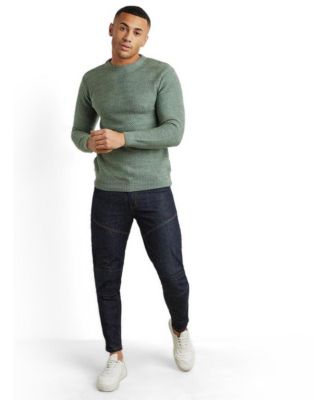 Men's Long-Sleeve Crewneck Textured-Knit Wool Sweater