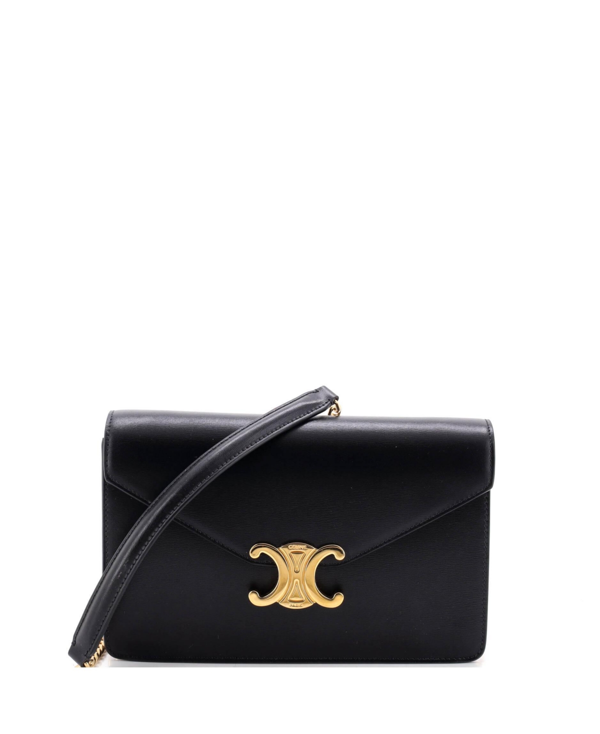 Pre-Owned Celine Margo Triomphe Leather Crossbody Wallet on Chain