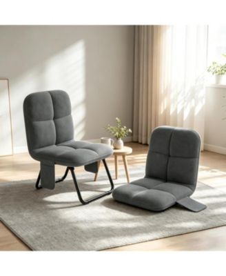 Adult Foldable Lounge Chair, Soft Upholstered Seat with Metal Frame for Bedroom and Dorm