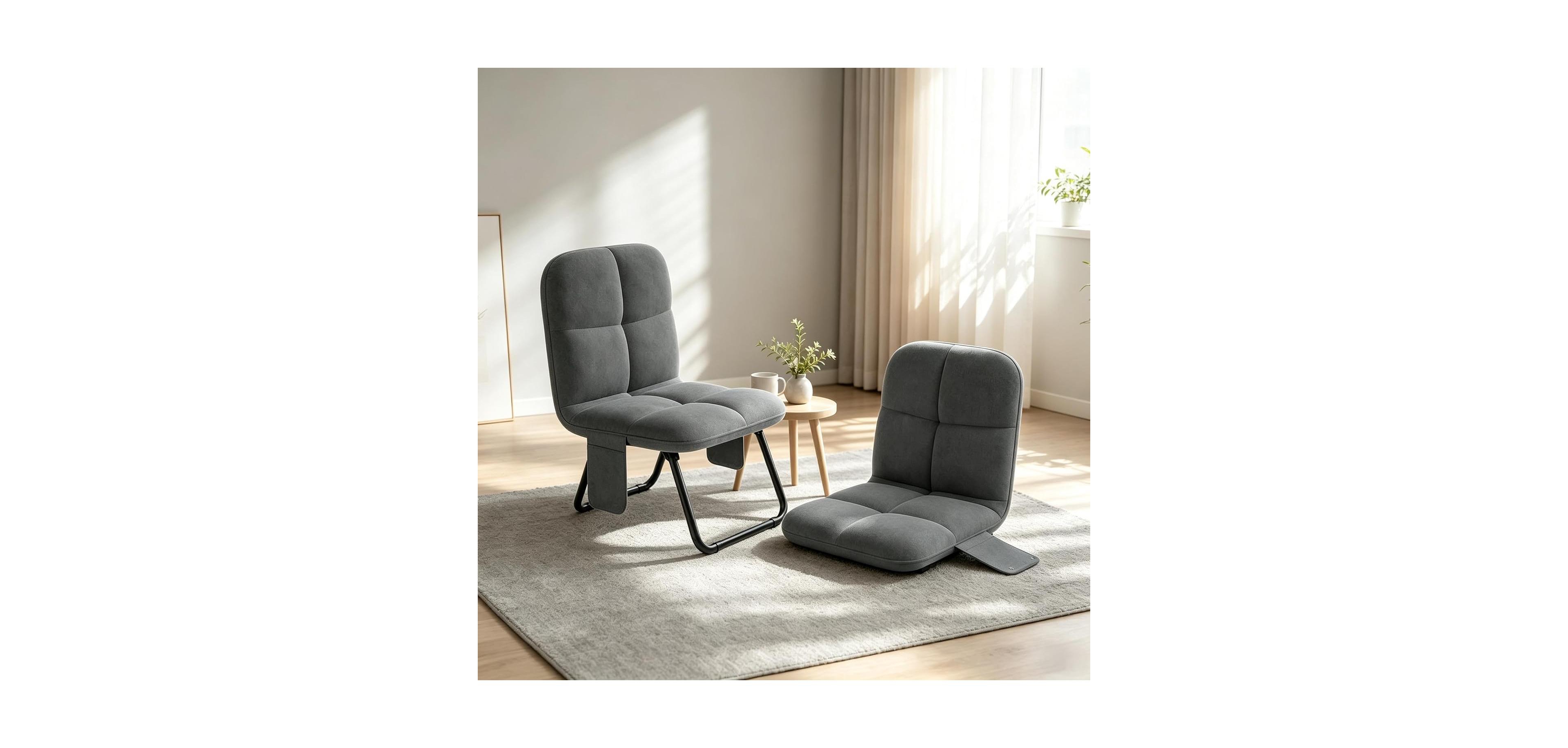 gaomon Adult Foldable Lounge Chair, Soft Upholstered Seat with Metal Frame for Bedroom and Dorm