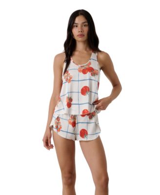 Women's Tulip Back Washable Silk Tank and Shorts, 2-Piece Pajama Set
