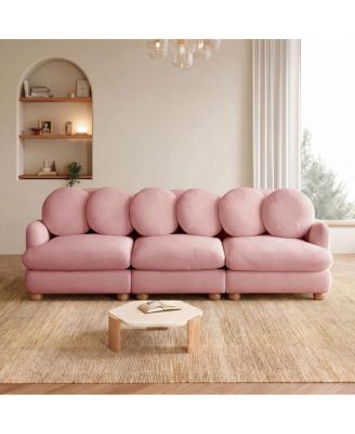 Chenille Modular Sectional Sofa, 3 Seater Deep Seat Couch with 6 Throw Pillows,Solid Wood Frame for Living Room, Bedroom and Apartment