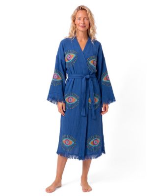 Women's Aria Turkish Cotton V-Neck Long Sleeve Wrap Robe