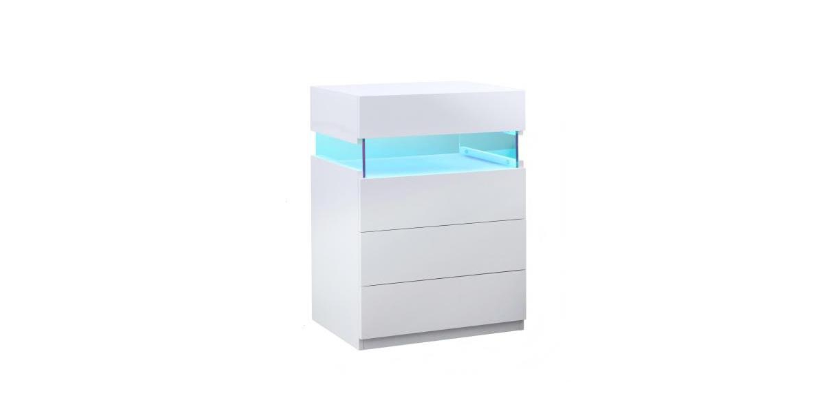 Flynama Led Nightstand 4-Drawer Bedside Table, Acrylic Modern Storage Cabinet