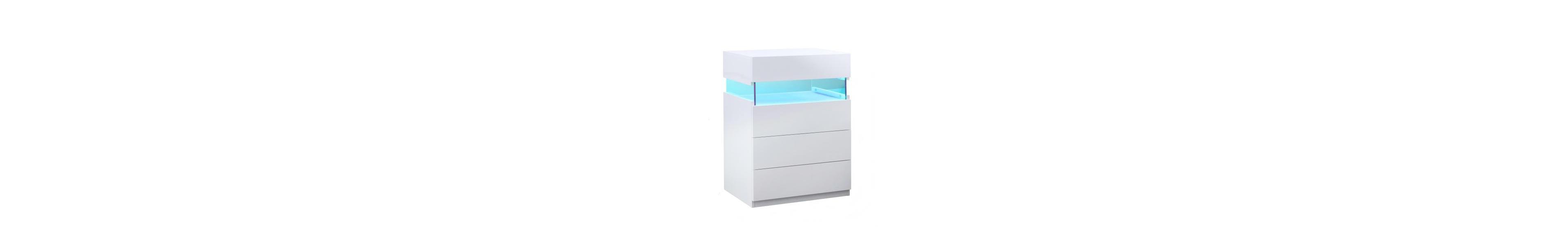 Flynama Led Nightstand 4-Drawer Bedside Table, Acrylic Modern Storage Cabinet