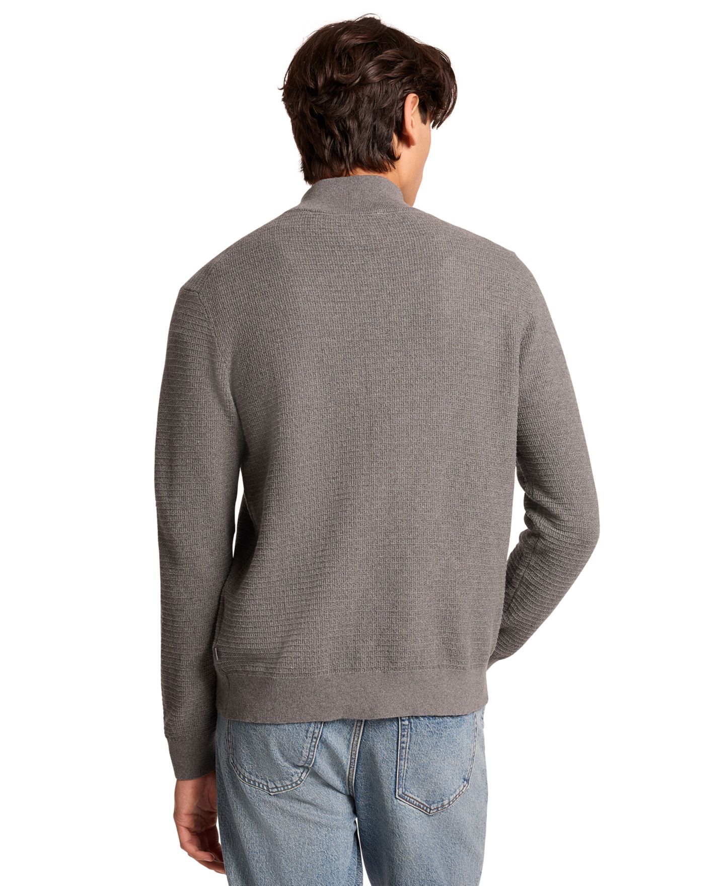 Мужской свитер Michael Kors Quarter-Zip Waffle-Knit, цвет: Пепельный меланжевый — фото 3