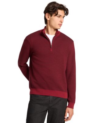Men's Quarter-Zip Waffle-Knit Sweater