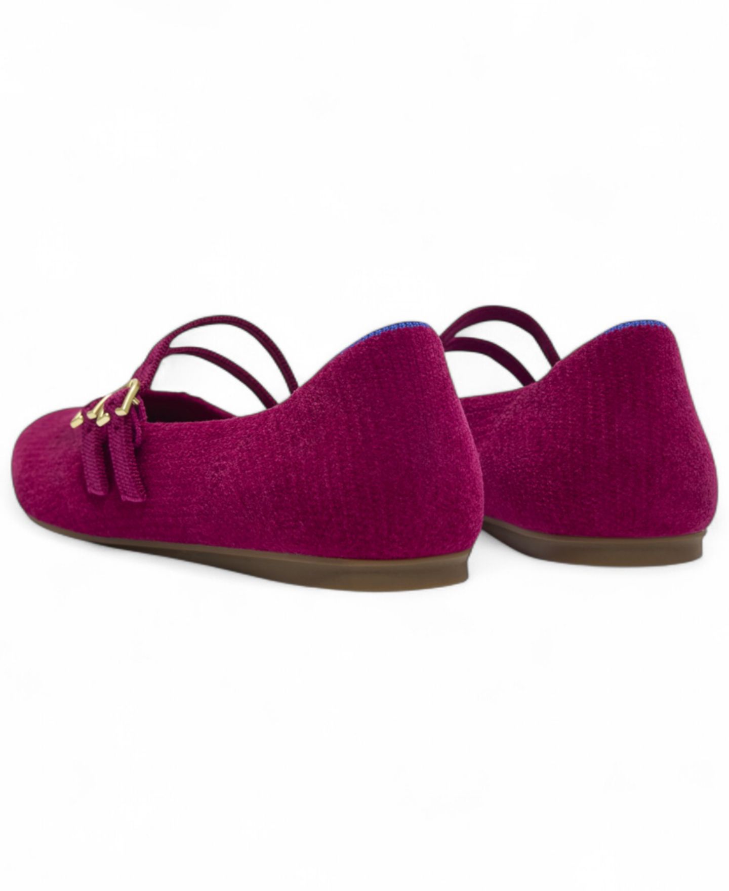 Женские балетки Rothy's ReVelvet Double Buckle Mary Jane Round Toe Flats, цвет: Шелковичный — фото 2