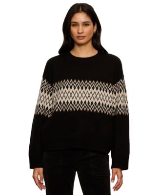 Petite Argyle Oversized Crewneck Pullover Sweater
