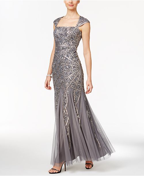 Adrianna Papell Sequin Cutout-Back Mermaid Gown & Reviews - Dresses ...