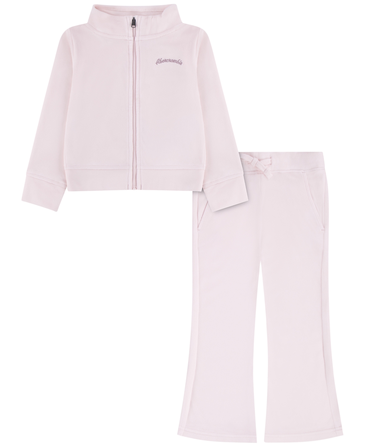 abercrombie kids Toddler Girls' 2T-5T Velour Zip-Front Top and Pants, 2-Piece Set - Crystal Pink