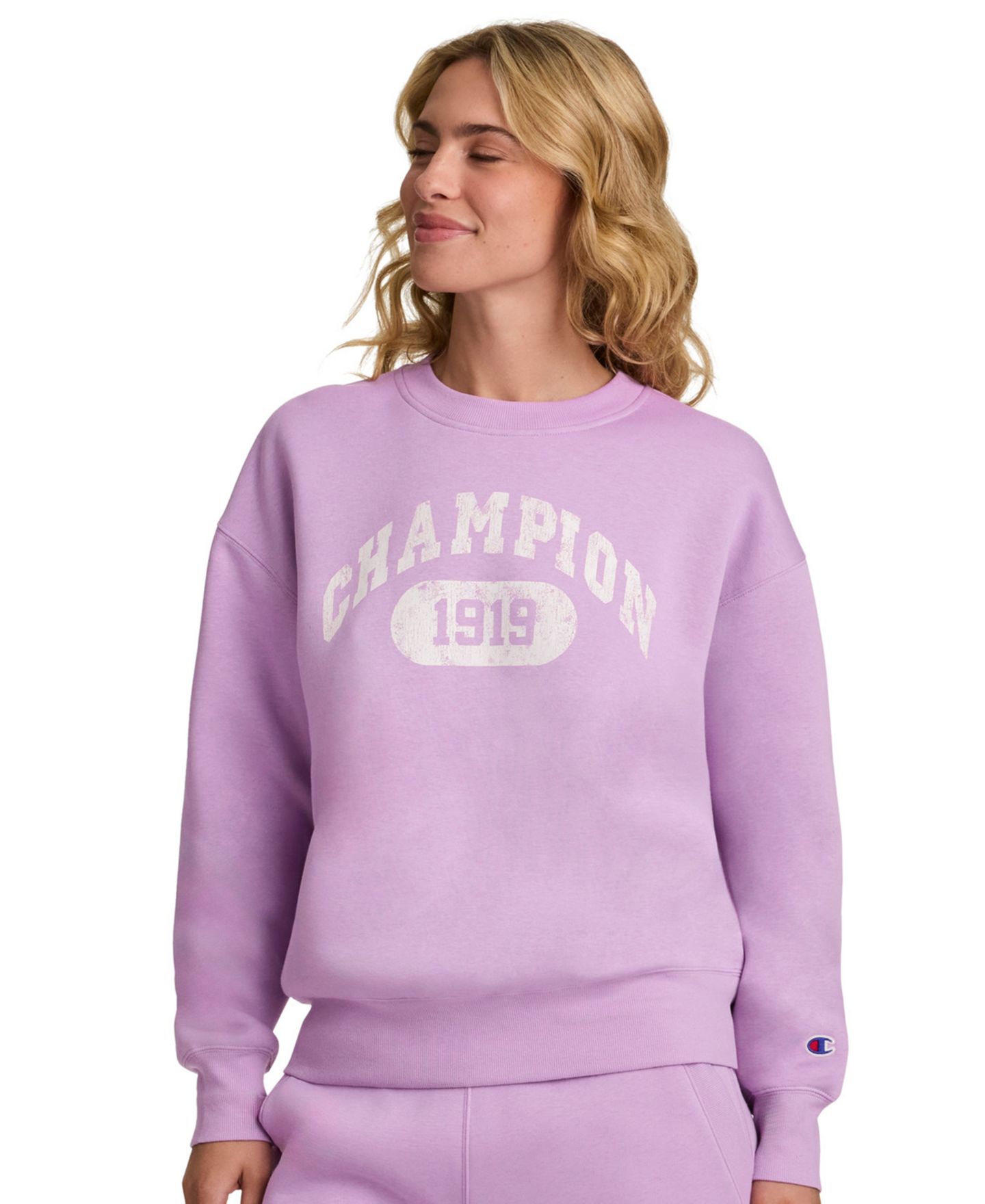 Женский свитшот Champion Powerblend Graphic Fleece, цвет: Чёрный — фото 6