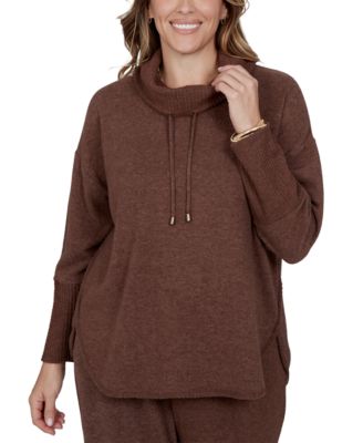 Plus Size Cowl-Neck Long-Sleeve Oversized Top