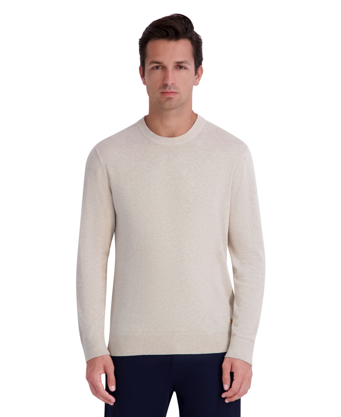 Мужской свитер KARL LAGERFELD PARIS Fine Gauge Blend Crewneck Long-Sleeve Sweater, цвет: Овсяный — фото 1