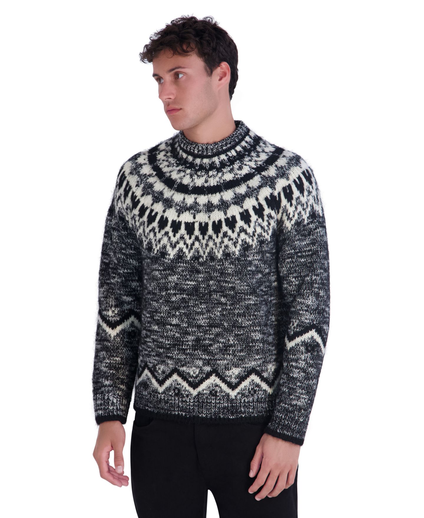 Мужской свитер KARL LAGERFELD PARIS Fair Isle, цвет: Чёрный / Белый — фото 3