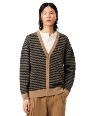 Men's Striped Cotton-Blend V-Neck Cardigan
