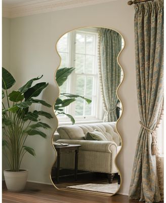 Full Length Mirror, 71"x32" Wavy Mirror Full Length with Stand for Bedroom, Living Room Cloakroom