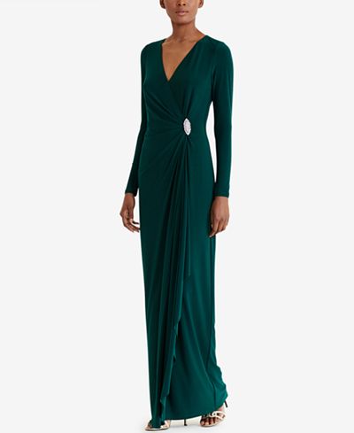 Lauren Ralph Lauren Jersey Surplice Gown