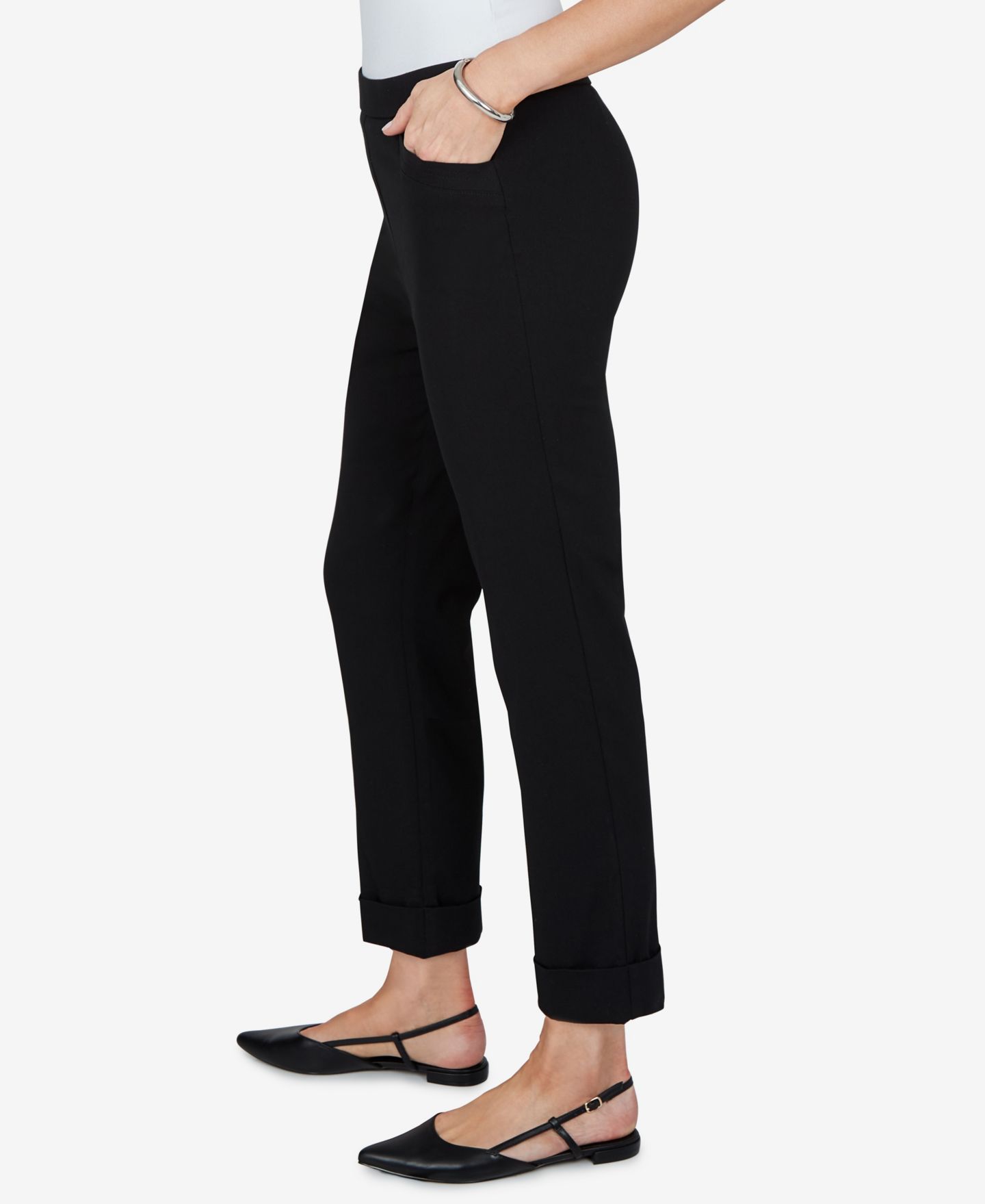 Женские брюки Alfred Dunner Petite Classics Pull-On Cropped & Ankle, цвет: Чёрный — фото 3