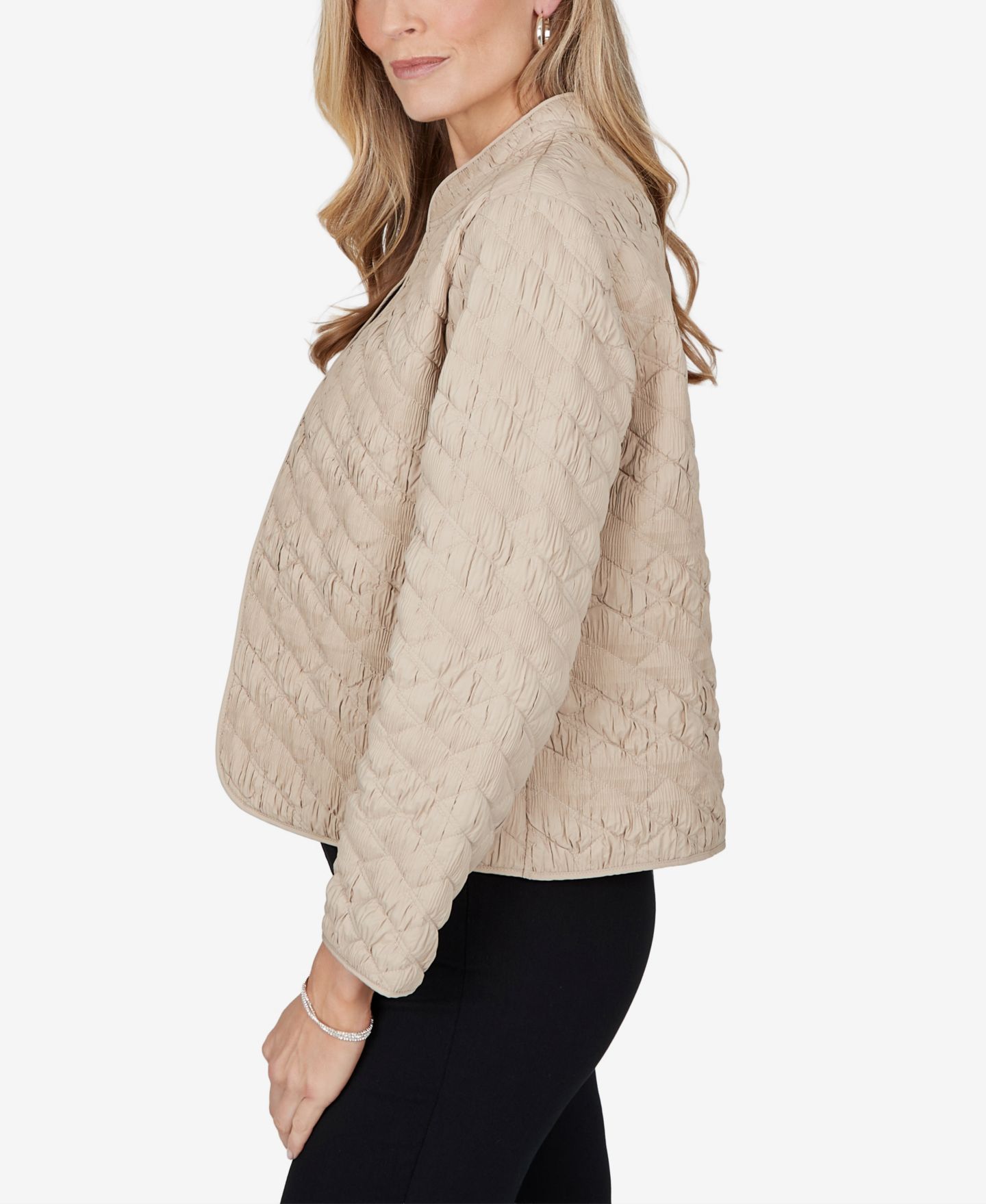 Женская куртка Alfred Dunner Petite Mandarin Collar Cropped Quilted, цвет: Рыжевато-коричневый — фото 3