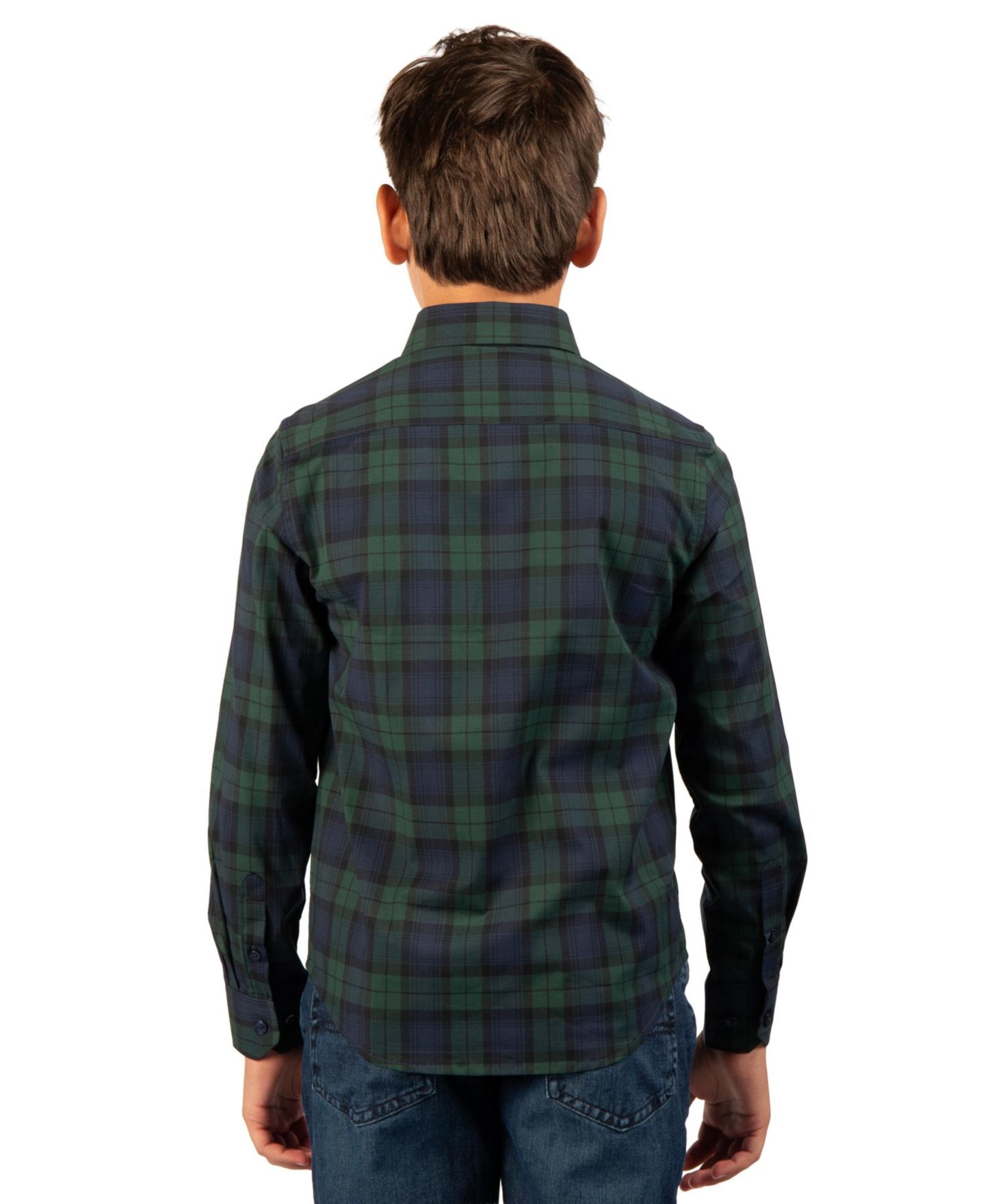 Рубашка Tailorbyrd Long-Sleeve Button-Down Collar Plaid Shirt для мальчиков, цвет: Тёмно-синий — фото 2
