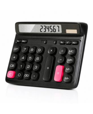 12 Digit Large LCD Desktop Calculator Ergonomic Key Design Dual Power