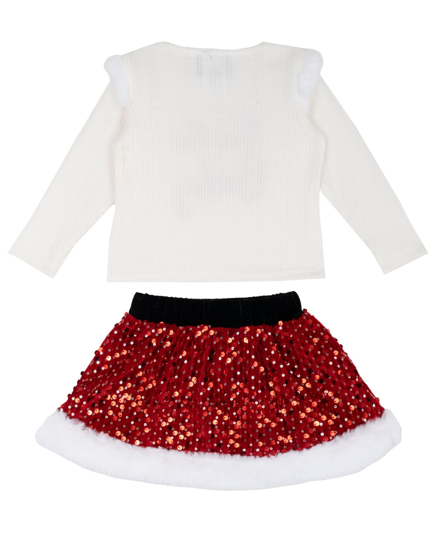 Rare Editions Baby Girls' Santa Baby Long-Sleeve Top and Velvet Skirt, 2-Piece Set, цвет: Белый — фото 3