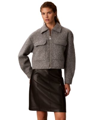 Women's Cropped Boxy Flap-Pocket Jacket