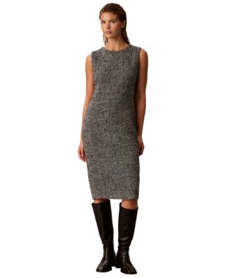 Women's Herringbone Crewneck Midi Dress