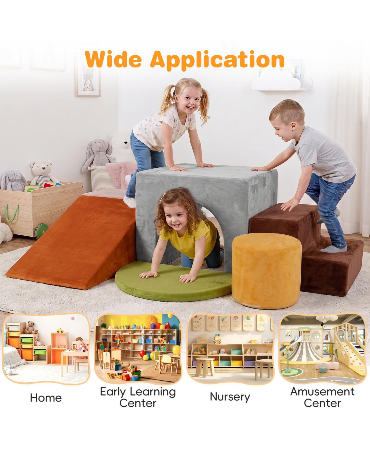 Детские конструкторы Costway Foam Climbing Blocks 6-Piece Set, от 3 лет, цвет: Assorted Pre-Pack — фото 8
