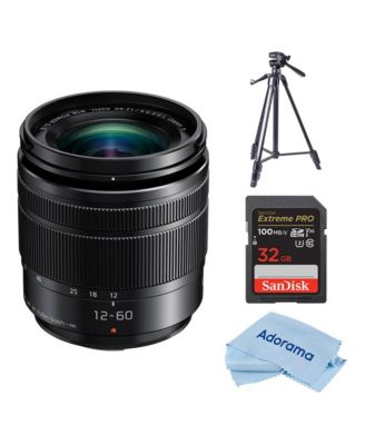 LUMIX G Vario 12-60mm f/3.5-5.6 Aspherical Lens for Micro Four Thirds, Black, Bundle with Slik U8800L 3-Section Aluminum Tripod with Hybrid
