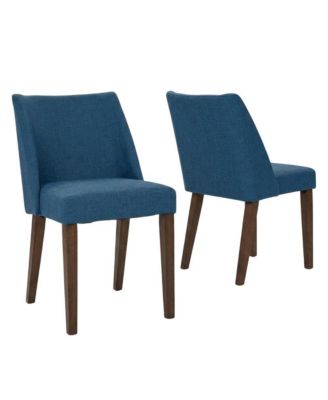 Walnut Veneer Dining Side Chairs with Polyester Upholstery,  Set of 2