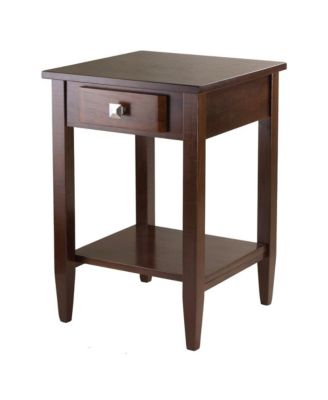 End Table with Drawer, Tapered Legs, Lower Shelf