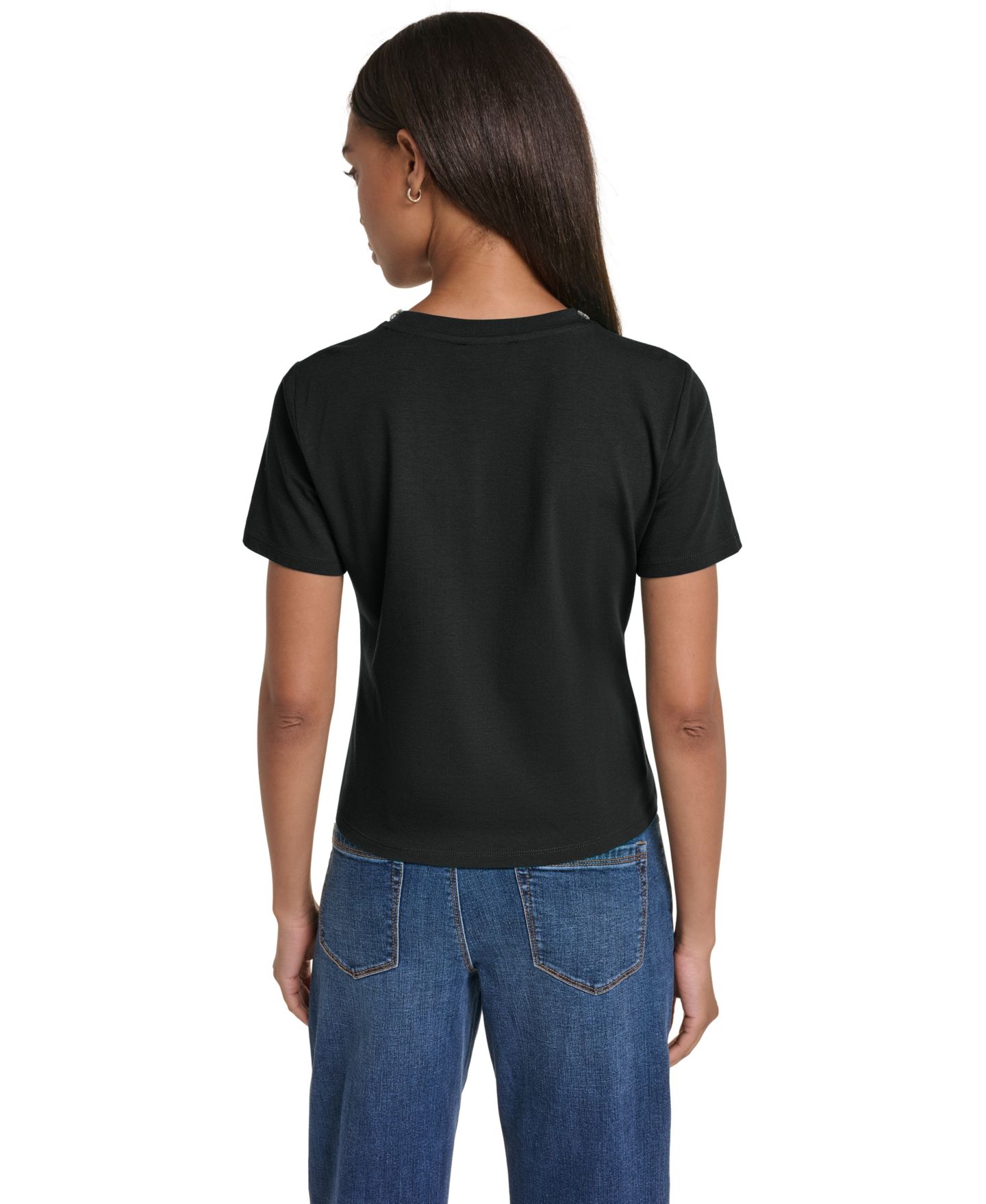 Женская футболка KARL LAGERFELD PARIS Front Bow Crewneck, цвет: Чёрный — фото 4
