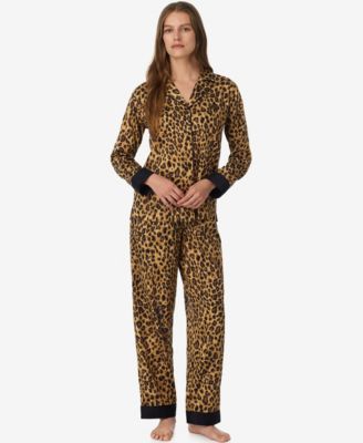 Women's Sateen Notch Collar Long-Sleeve Top and Pants, 2-Piece Set