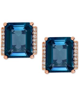 Gemstone and Diamond Accent Stud Earrings in 14k Gold  