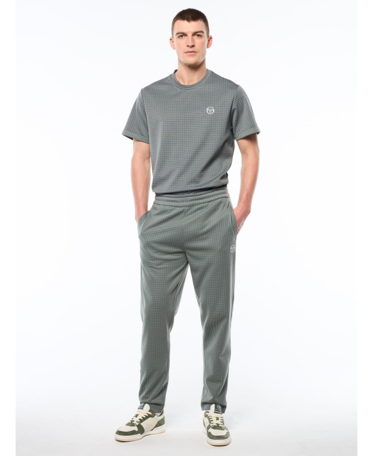 Sergio Tacchini Men's Rete Stretch Allover Check Track Pants