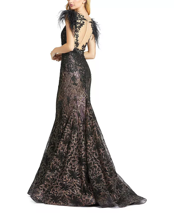 Women's Pleated One Shoulder Chiffon Gown - thumbnail 5