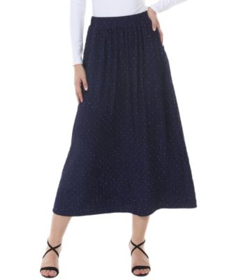 Women's Rhinestone Embellish Midi High-Waisted Skirt