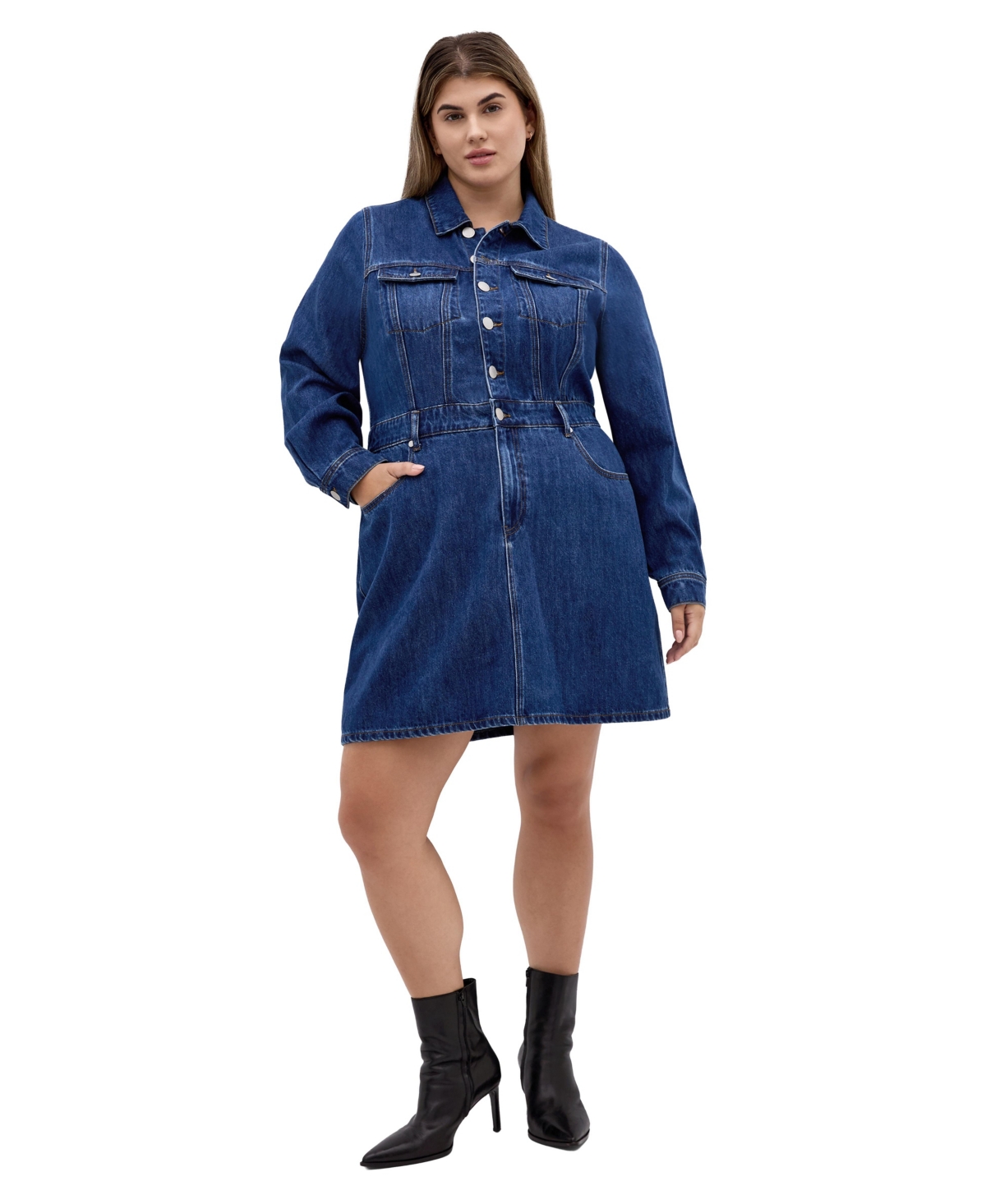 City Chic Plus Liora Denim Mini Dress