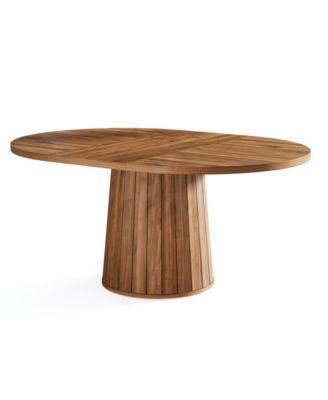 Modern Oval Dining Table with Pedestal Base for Kitchen and Dining Area