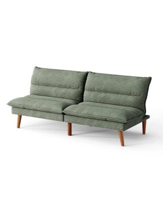 Modern Sleeper Futon Sofa with Fabric Upholstery and Wood Legs