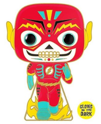 Pop! DC Comics Dia De Los DC 1.81" Glow-in-the-Dark Pin with Built-in Stand, 2-Piece, Ages 6+