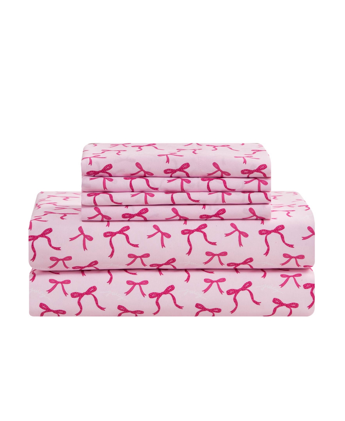 Juicy Couture Ultra-Soft Microfiber 6-Piece Sheet Set with Extra Pillowcases, Queen - Ribbon Leopard Pink