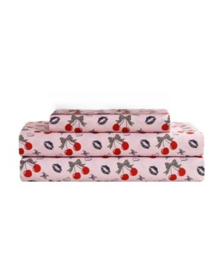 Printed Microfiber 3-Piece Sheet Set, Twin